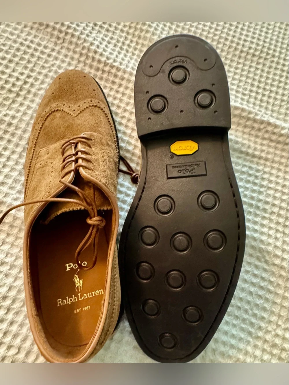Polo Ralph Lauren Men's Asher LaceUp Suede Wingtip Oxford Shoe, Brown US 10 D US